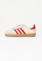 ADIDAS ORIGINALS Sneakers SAMBA ELASTIC LACES beige e rosse da neonato KI6682 . ADIDAS ORIGINALS 