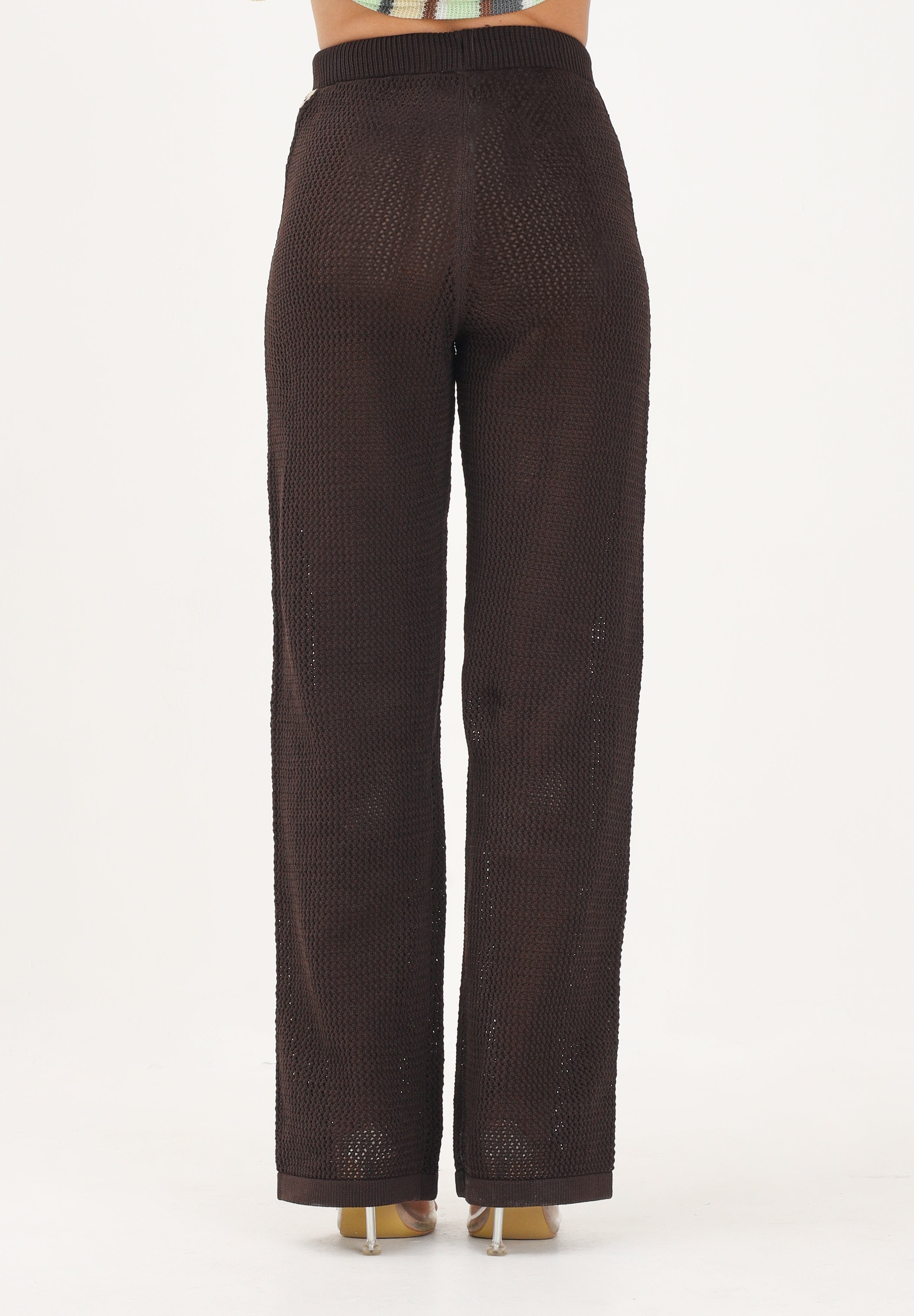 ADIDAS ORIGINALS pantaloni sportivi Crochet Trackpant marrone stripes gialle donna. KQ6656 . ADIDAS ORIGINALS 