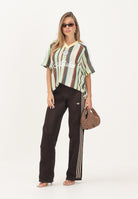 ADIDAS ORIGINALS pantaloni sportivi Crochet Trackpant marrone stripes gialle donna. KQ6656 . ADIDAS ORIGINALS 