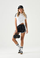 ADIDAS ORIGINALS Short Satin 3S Sprinter Short nero da donna KR4226 . ADIDAS ORIGINALS 