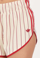 ADIDAS ORIGINALS Shorts sportivo PINSTRIPE FIREBIRD panna e rosso da donna KR9553 . ADIDAS ORIGINALS 