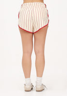 ADIDAS ORIGINALS Shorts sportivo PINSTRIPE FIREBIRD panna e rosso da donna KR9553 . ADIDAS ORIGINALS 