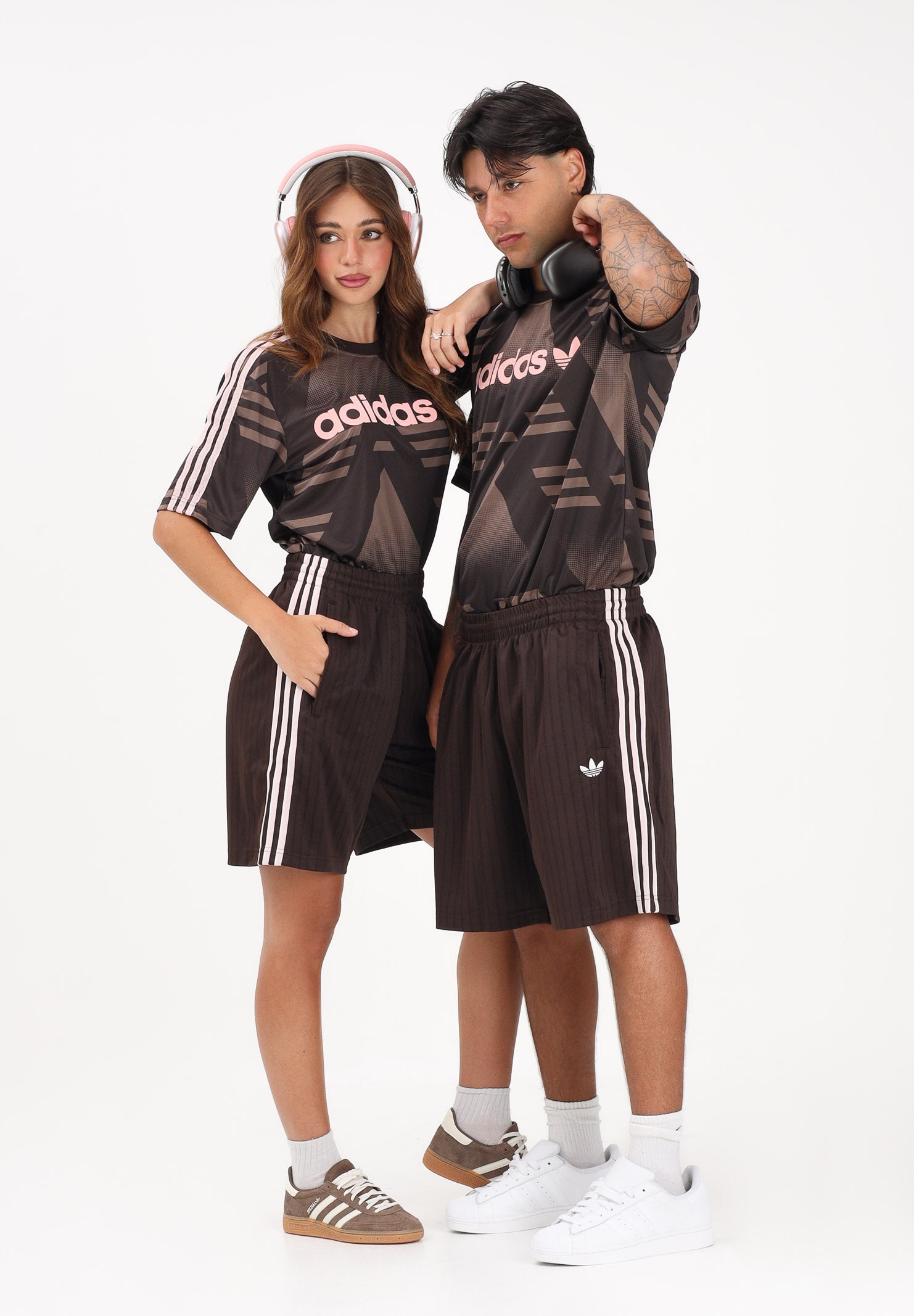 ADIDAS ORIGINALS Shorts sportivo Firebird Engineered Stripes marrone per uomo e donna KS5506 . ADIDAS ORIGINALS 