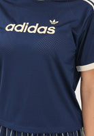 ADIDAS ORIGINALS t-shirt Lineaer in Mesh Night Indigo / Warm Vanilla blu navy e panna donna. KS9841 . ADIDAS ORIGINALS 