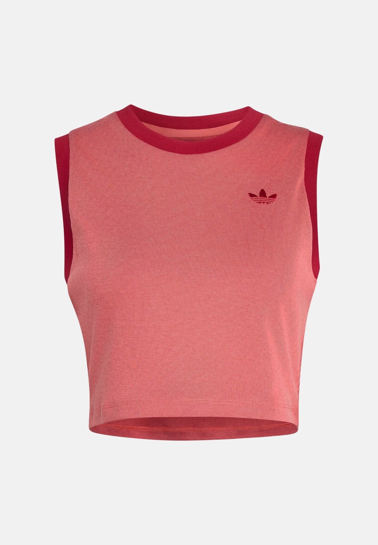 ADIDAS ORIGINALS Top HEATHER cropped victory red, rosso, da donna <BR/> KS9954 . ADIDAS ORIGINALS 