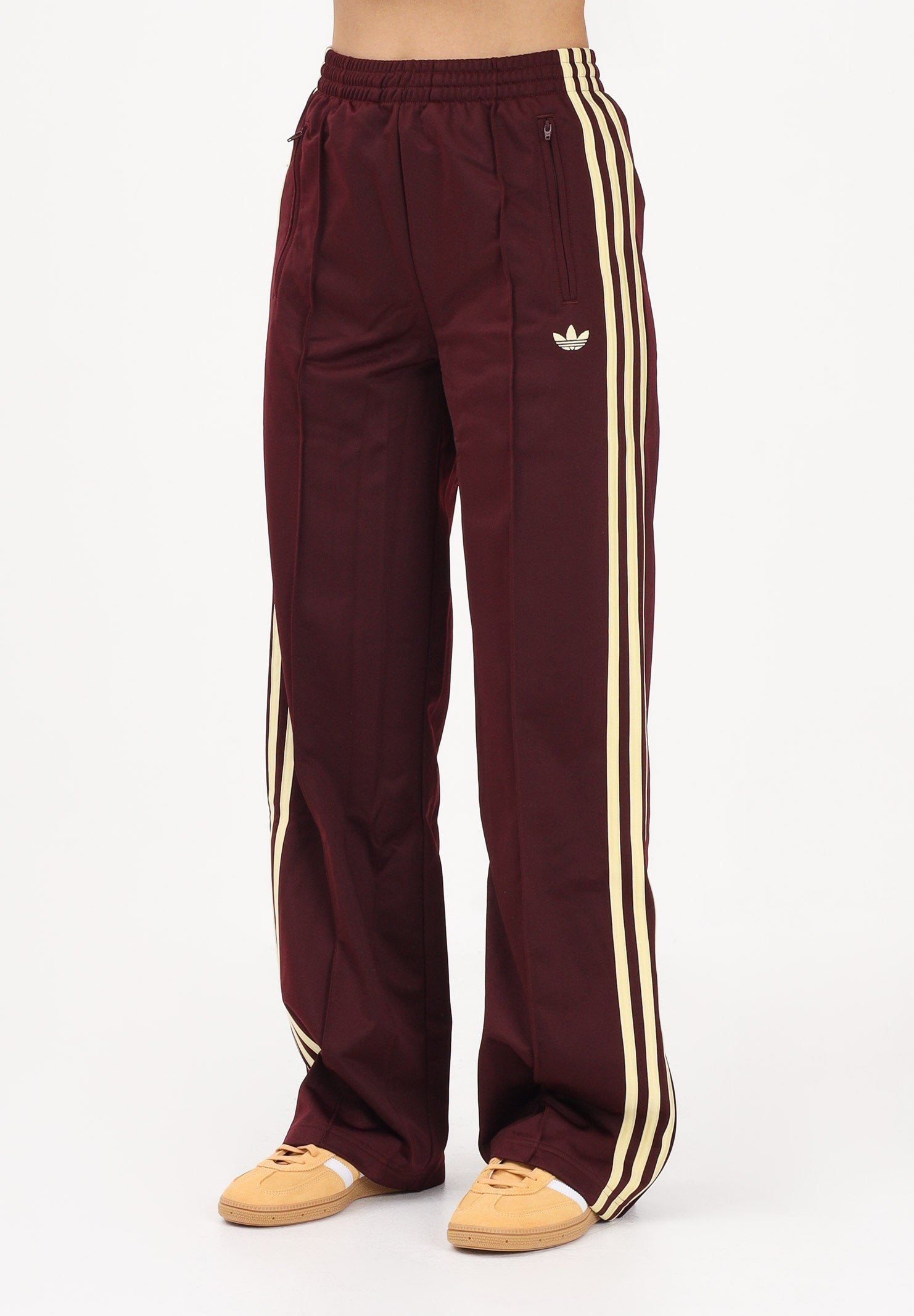 ADIDAS ORIGINALS Pantalone sportivo Firebird bordeaux e giallo da donna KT4626 . ADIDAS ORIGINALS 
