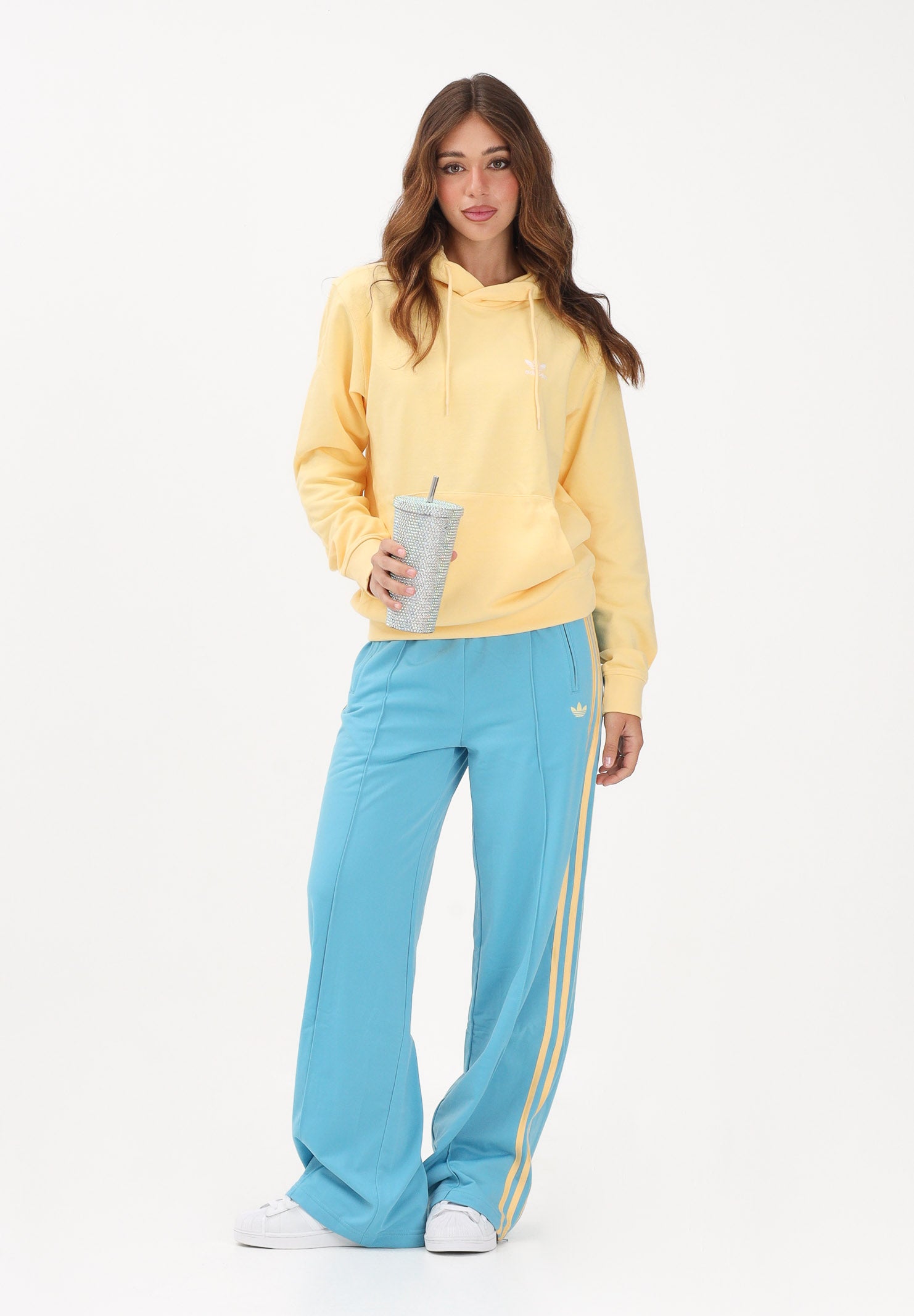 ADIDAS ORIGINALS Pantalone sportivo FIREBIRD azzurro e giallo da donna KT4628 . ADIDAS ORIGINALS 