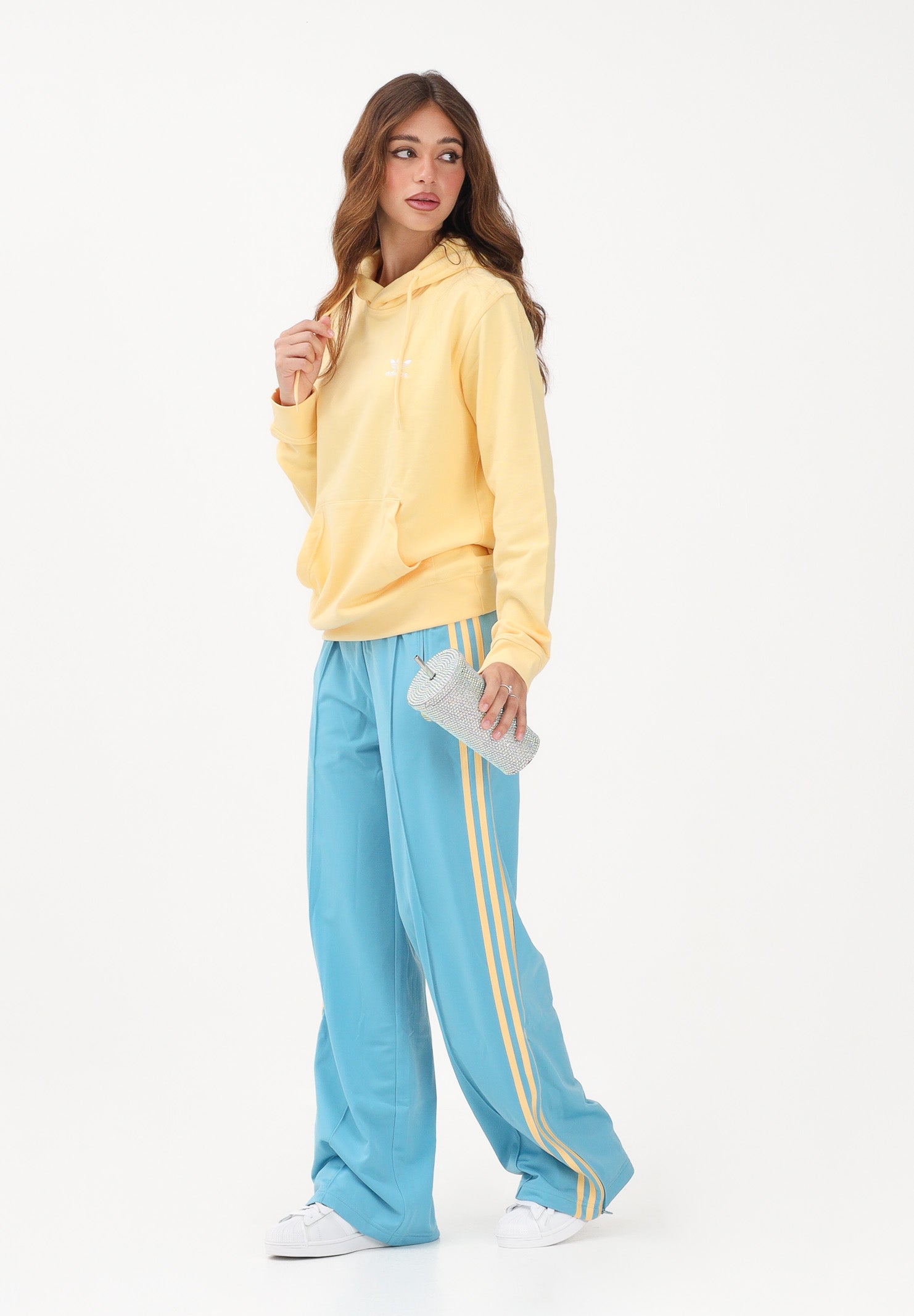 ADIDAS ORIGINALS Pantalone sportivo FIREBIRD azzurro e giallo da donna KT4628 . ADIDAS ORIGINALS 