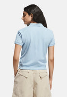 ADIDAS ORIGINALS Polo SHORT SLEEVE a manica corta azzurro-chiaro da donna con logo Trefoil ricamato.<BR/> KT7992 . ADIDAS ORIGINALS 