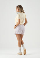 ADIDAS ORIGINALS Shorts STRIPED BOXER casual, rosa e bianco, da donna, con fantasia a righe verticali<BR/> KT8006 . ADIDAS ORIGINALS 
