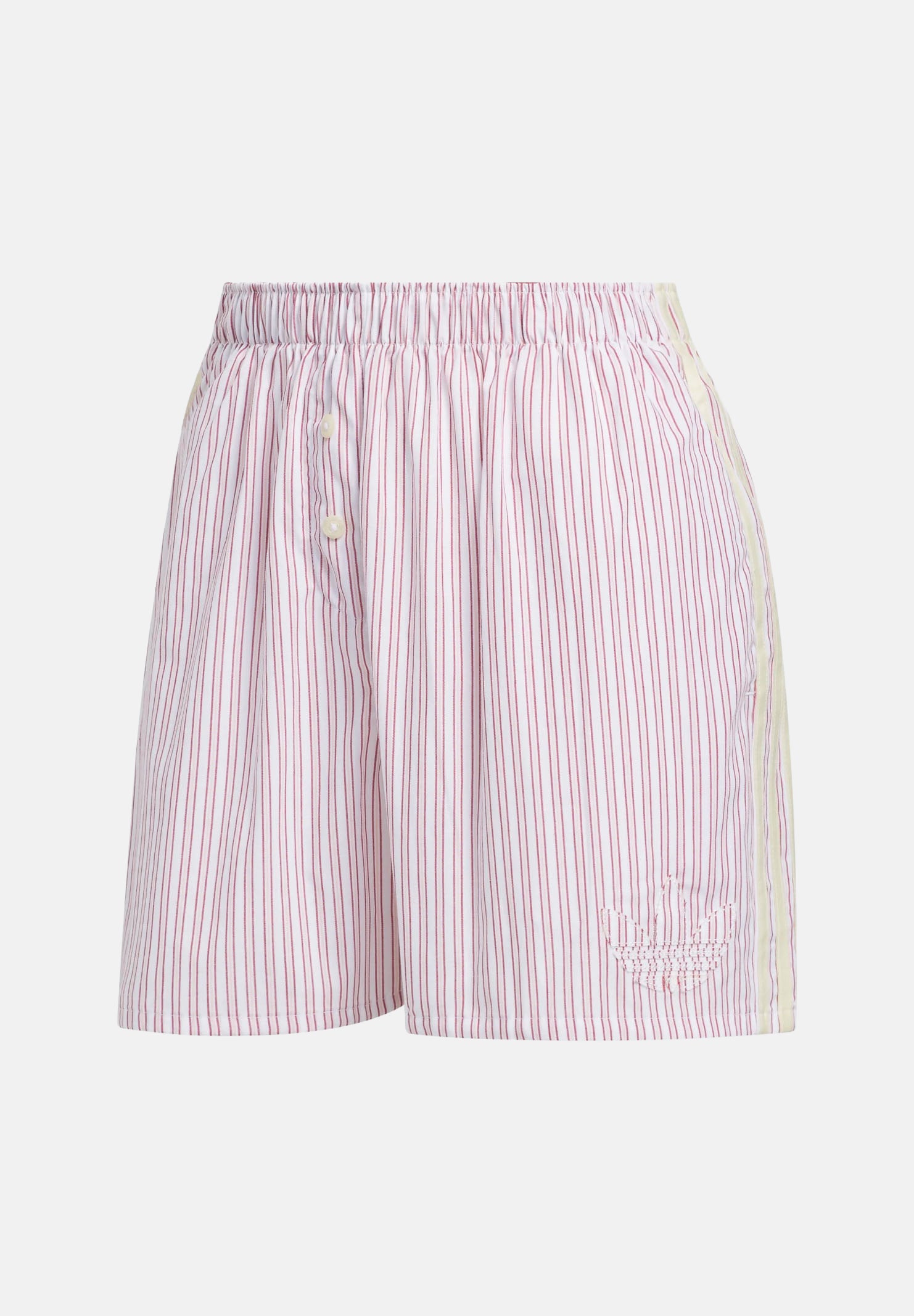 ADIDAS ORIGINALS Shorts STRIPED BOXER casual, rosa e bianco, da donna, con fantasia a righe verticali<BR/> KT8006 . ADIDAS ORIGINALS 