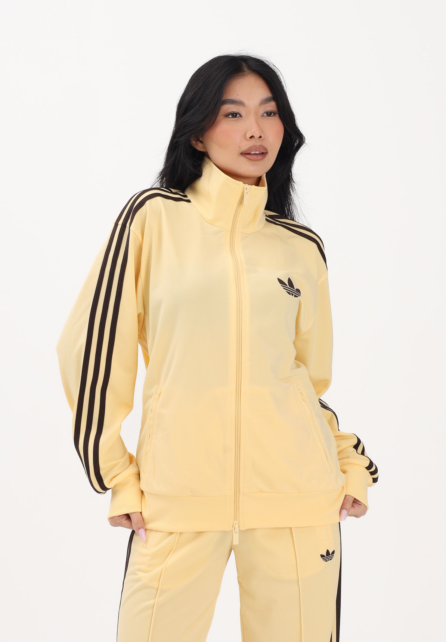 ADIDAS ORIGINALS Felpa con zip FB TT Loose gialla da donna KU8124 . ADIDAS ORIGINALS 