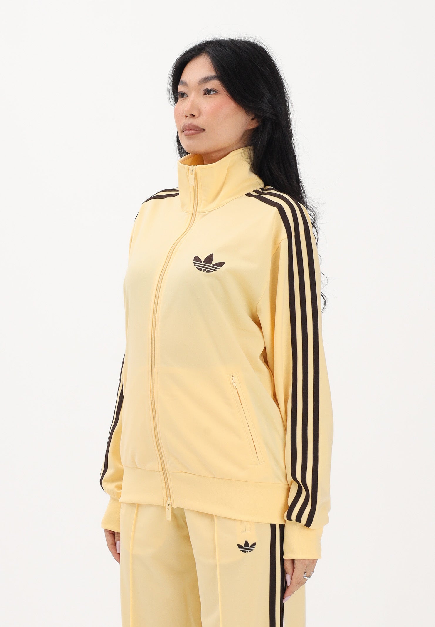 ADIDAS ORIGINALS Felpa con zip FB TT Loose gialla da donna KU8124 . ADIDAS ORIGINALS 