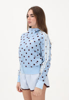 ADIDAS ORIGINALS Felpa con zip SATIN POLKA DOTS TT azzurra e bordeaux da donna KV1167 . ADIDAS ORIGINALS 