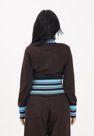 ADIDAS ORIGINALS Felpa con zip Vintage TT marrone e azzurra da donna KW2084 . ADIDAS ORIGINALS 