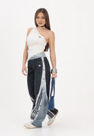 ADIDAS ORIGINALS Jeans vintage Adibreak con stampa Dead in denim chiaro e nero da donna KW4516 . ADIDAS ORIGINALS 