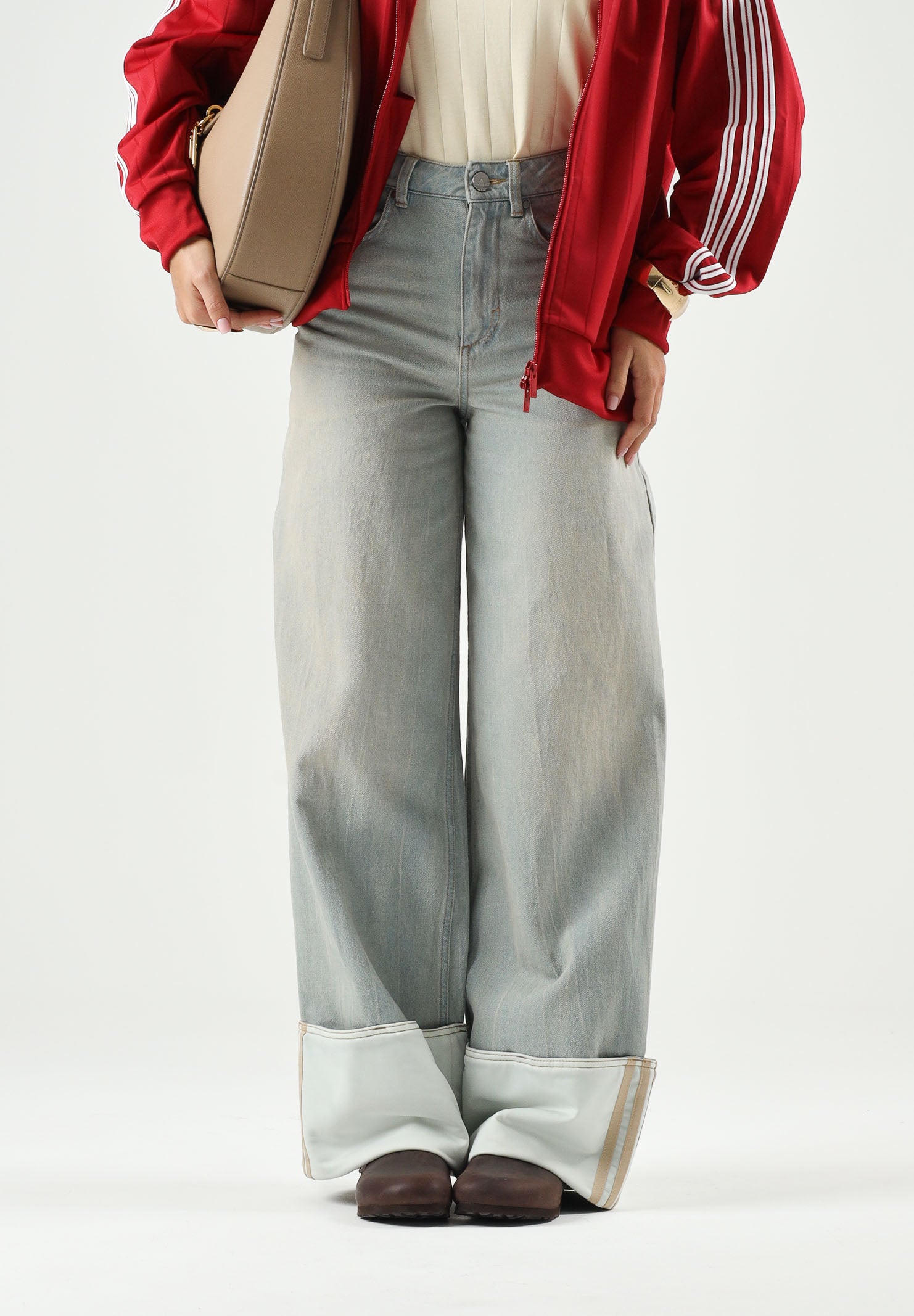 ADIDAS ORIGINALS  Jeans VINTAGE WIDE LEG denimf azzurro chiaro da donna <BR/> KW4517 . ADIDAS ORIGINALS 