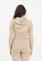 ADIDAS ORIGINALS Felpa con zip Trefoil beige da donna KW4551 . ADIDAS ORIGINALS 
