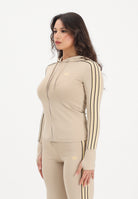 ADIDAS ORIGINALS Felpa con zip Trefoil beige da donna KW4551 . ADIDAS ORIGINALS 