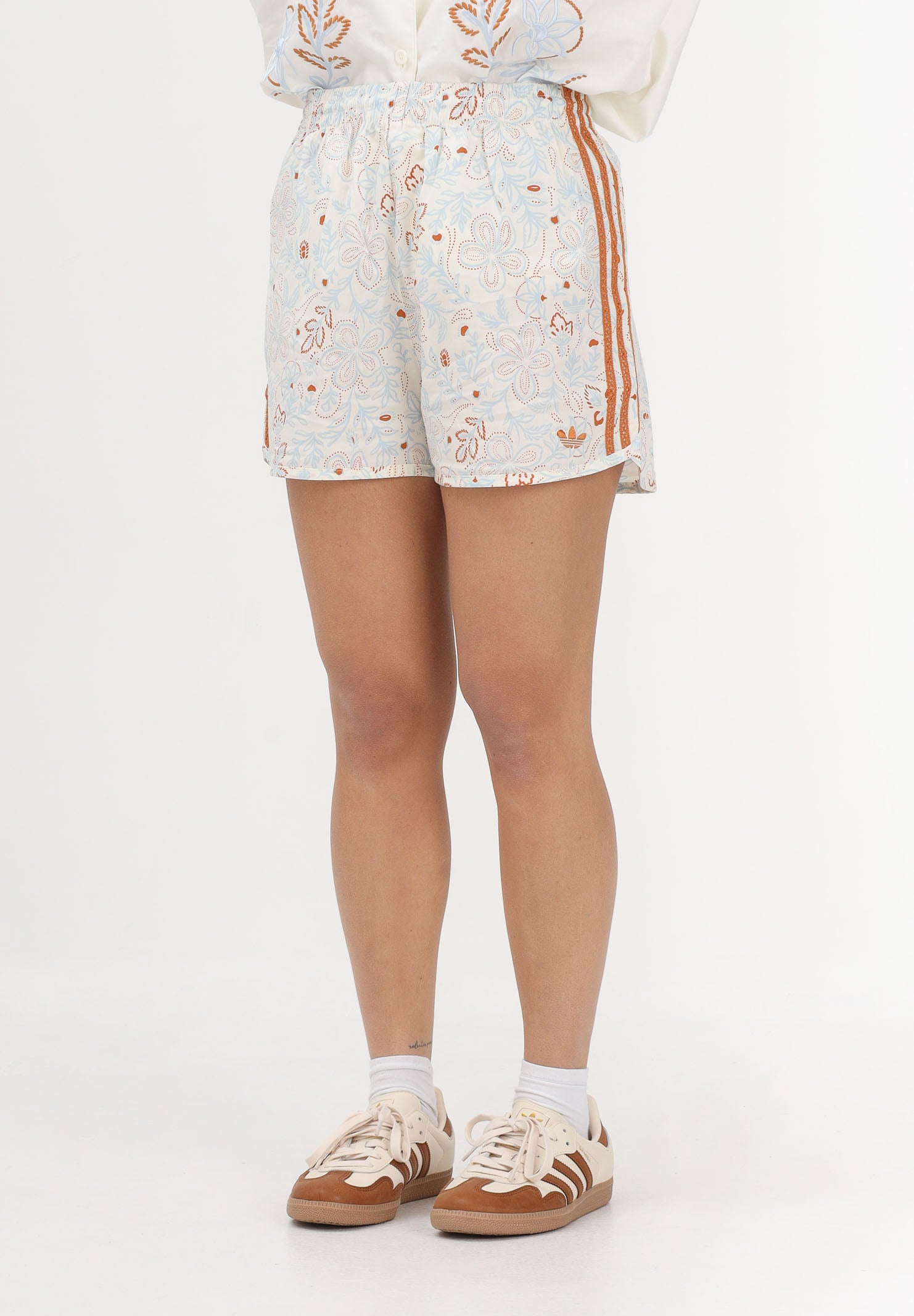 ADIDAS ORIGINALS Shorts sportivo SUMMER GLOW AOP bianco da donna KW5831 . ADIDAS ORIGINALS 