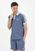 ADIDAS ORIGINALS Polo a manica corta WAFFLE KNIT blu soft da uomo KX1230 . ADIDAS ORIGINALS 