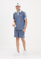 ADIDAS ORIGINALS Polo a manica corta WAFFLE KNIT blu soft da uomo KX1230 . ADIDAS ORIGINALS 