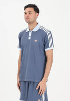 ADIDAS ORIGINALS Polo a manica corta WAFFLE KNIT blu soft da uomo KX1230 . ADIDAS ORIGINALS 
