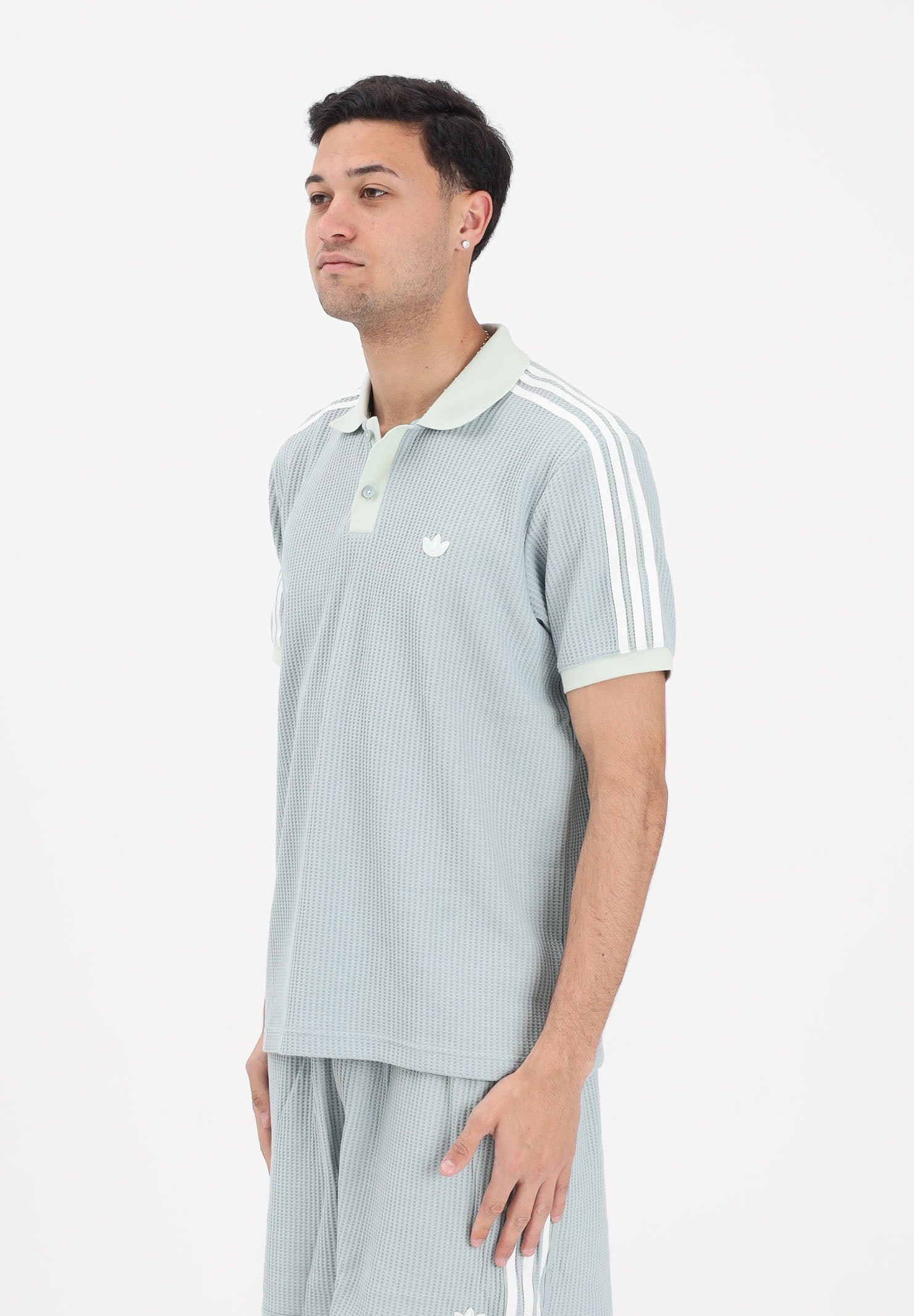 ADIDAS ORIGINALS Polo a manica corta WAFFLE KNIT salvia da uomo KX1231 . ADIDAS ORIGINALS 