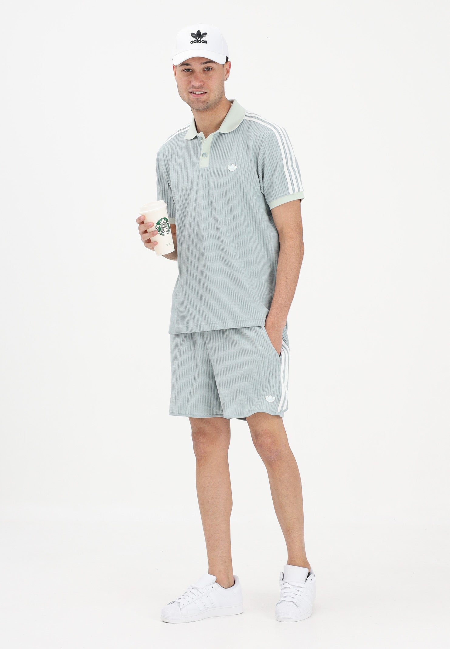 ADIDAS ORIGINALS Shorts sportivo Waffle Sprinter salvia  da uomo KX1247 . ADIDAS ORIGINALS 