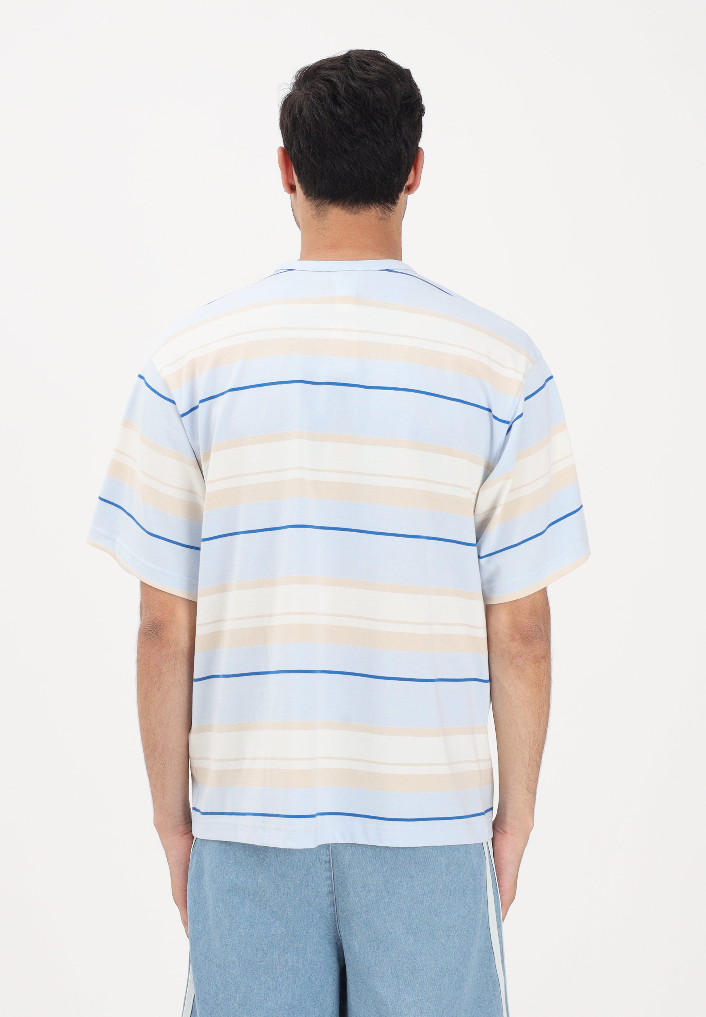 ADIDAS ORIGINALS T-shirt a manica corta azzurra da uomo con motivo a righe KX1268 . ADIDAS ORIGINALS 