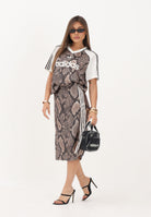 ADIDAS ORIGINALS Gonna midi SNAKE PRINT SATIN beige da donna KX1894 . ADIDAS ORIGINALS 
