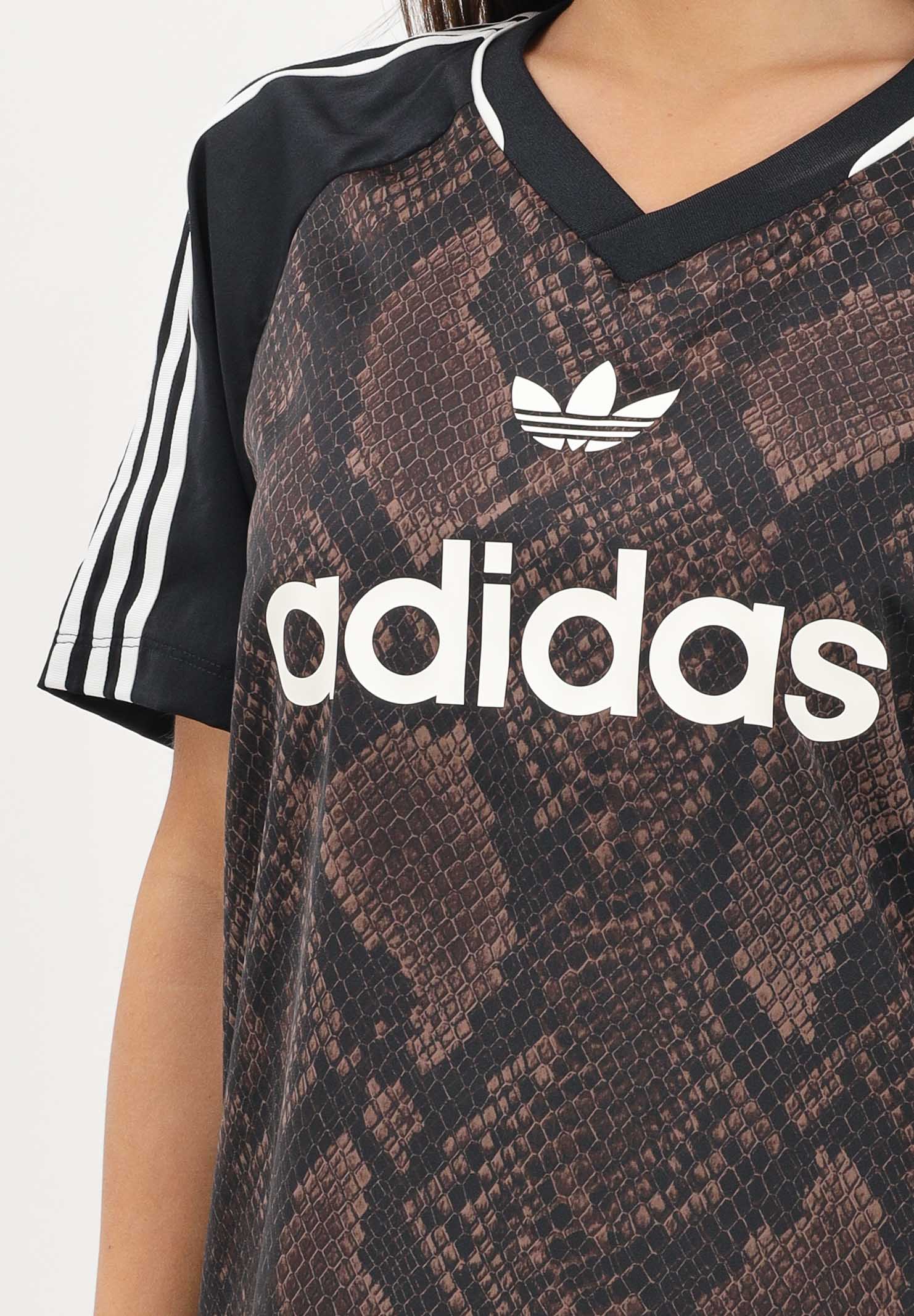 ADIDAS ORIGINALS t-shirt con stampa pitone marrone e nero donna. KX1898 . ADIDAS ORIGINALS 