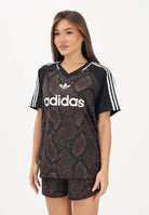 ADIDAS ORIGINALS t-shirt con stampa pitone marrone e nero donna. KX1898 . ADIDAS ORIGINALS 