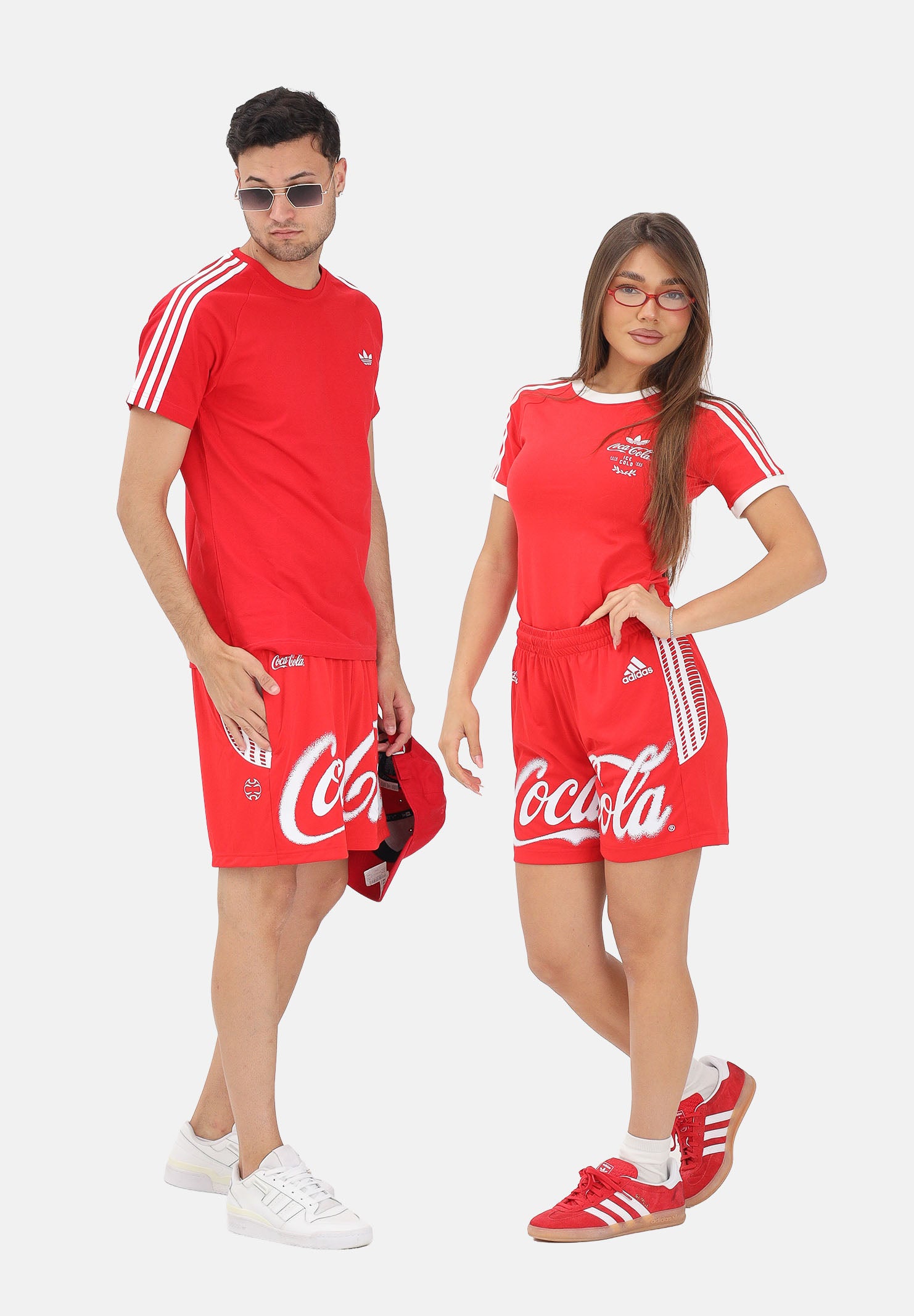 ADIDAS ORIGINALS shorts sportivi Coca-Cola White / Vivid Red bianco e rosso da  uomo e da donna KY2102 . ADIDAS ORIGINALS 