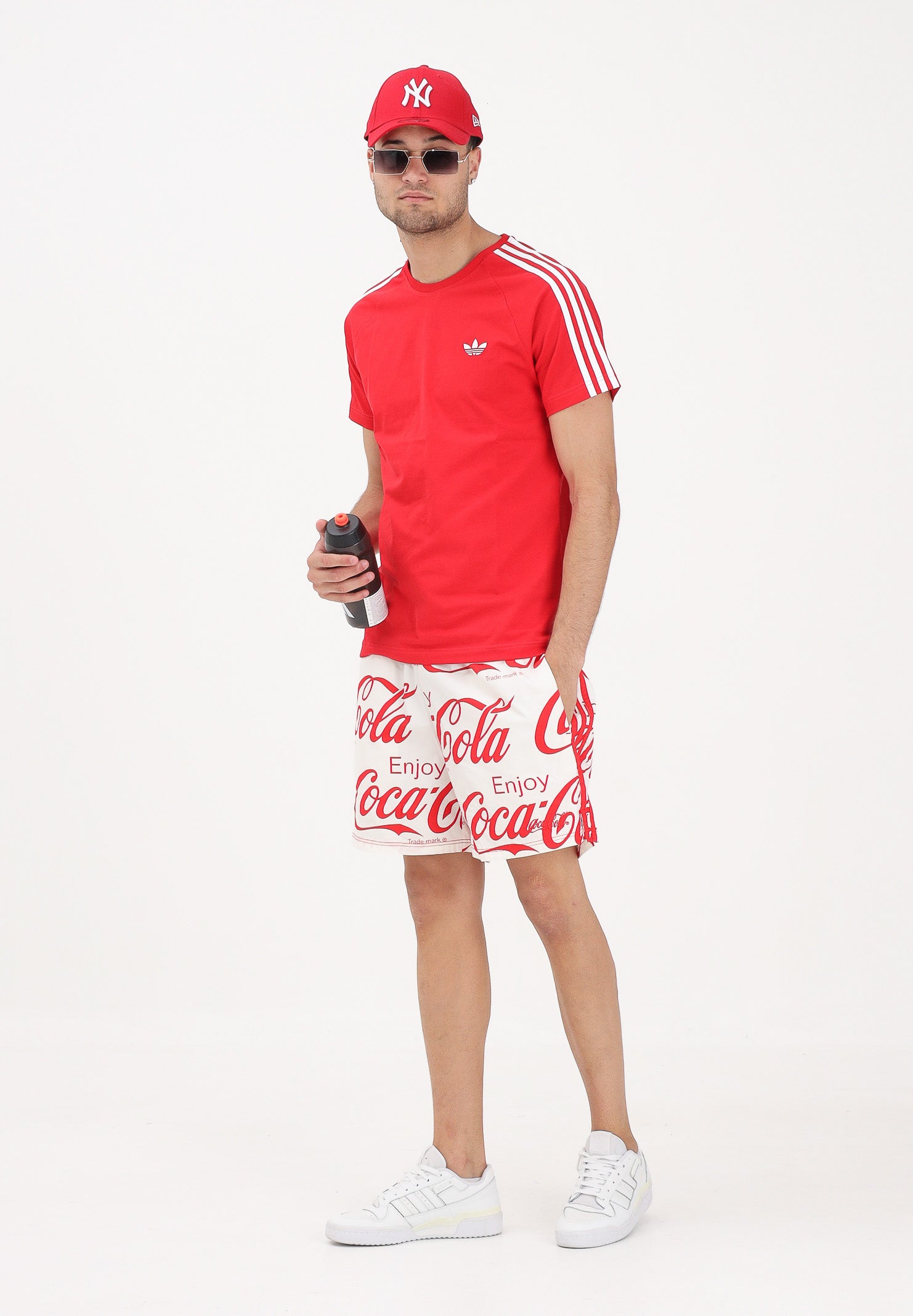 ADIDAS ORIGINALS shorts sportiv iCoca-Cola White bianco e rosso da uomo e donna KY2113 . ADIDAS ORIGINALS 