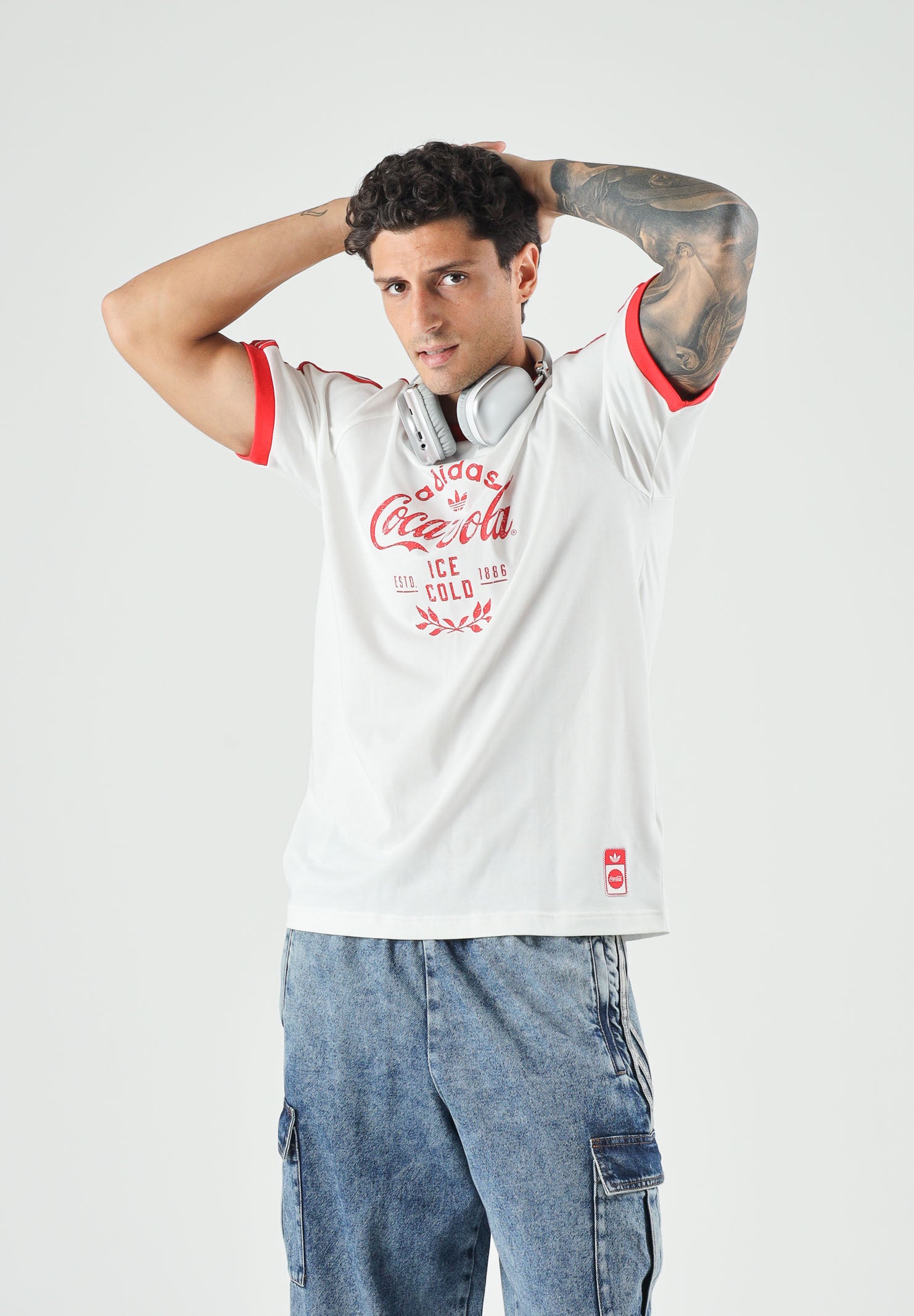 ADIDAS ORIGINALS T-shirt  Coca-Cola Classic Sport Cali  Off White bianco e rosso da uomo e donna KY2114 . ADIDAS ORIGINALS 