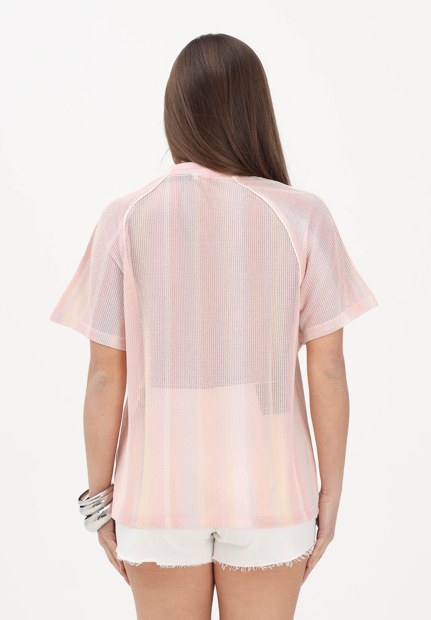 ADIDAS ORIGINALS T-shirt a manica corta SUMMER GLOW KNITTED OVERSIZED rosa da donna KY3161 . ADIDAS ORIGINALS 
