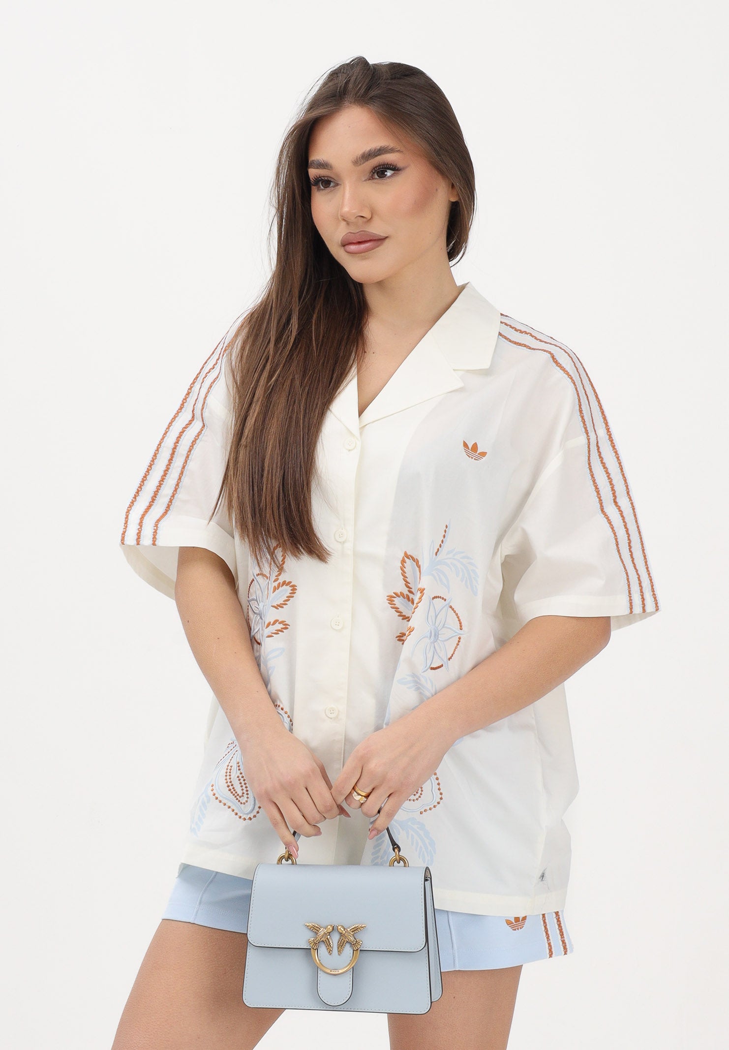 ADIDAS ORIGINALS Camicia a manica corta SUMMER GLOW RESORT panna da donna KY3164 . ADIDAS ORIGINALS 