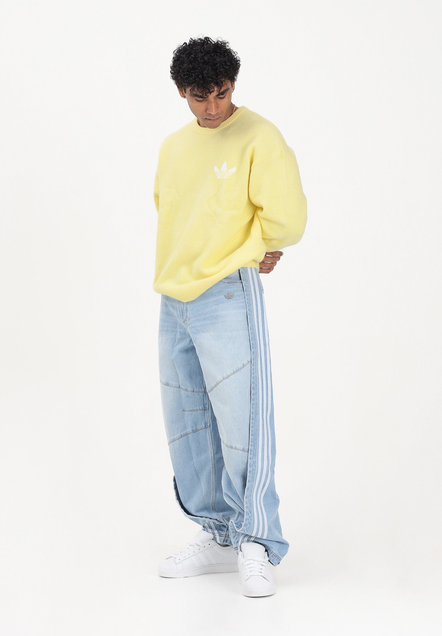 ADIDAS ORIGINALS Jeans ADILENIUM 5.0 BANANA OVERLAY in denim chiaro per uomo e donna KY5188 . ADIDAS ORIGINALS 