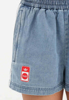 ADIDAS ORIGINALS x Coca-Cola  3-stripes shorts sportivi donna in  blu denim KY7564 . ADIDAS ORIGINALS 