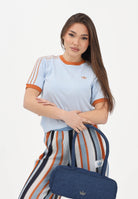 ADIDAS ORIGINALS T-shirt a manica corta SUMEMR GLOW ADVANCED THREE STRIPES azzurra da donna KY8125 . ADIDAS ORIGINALS 