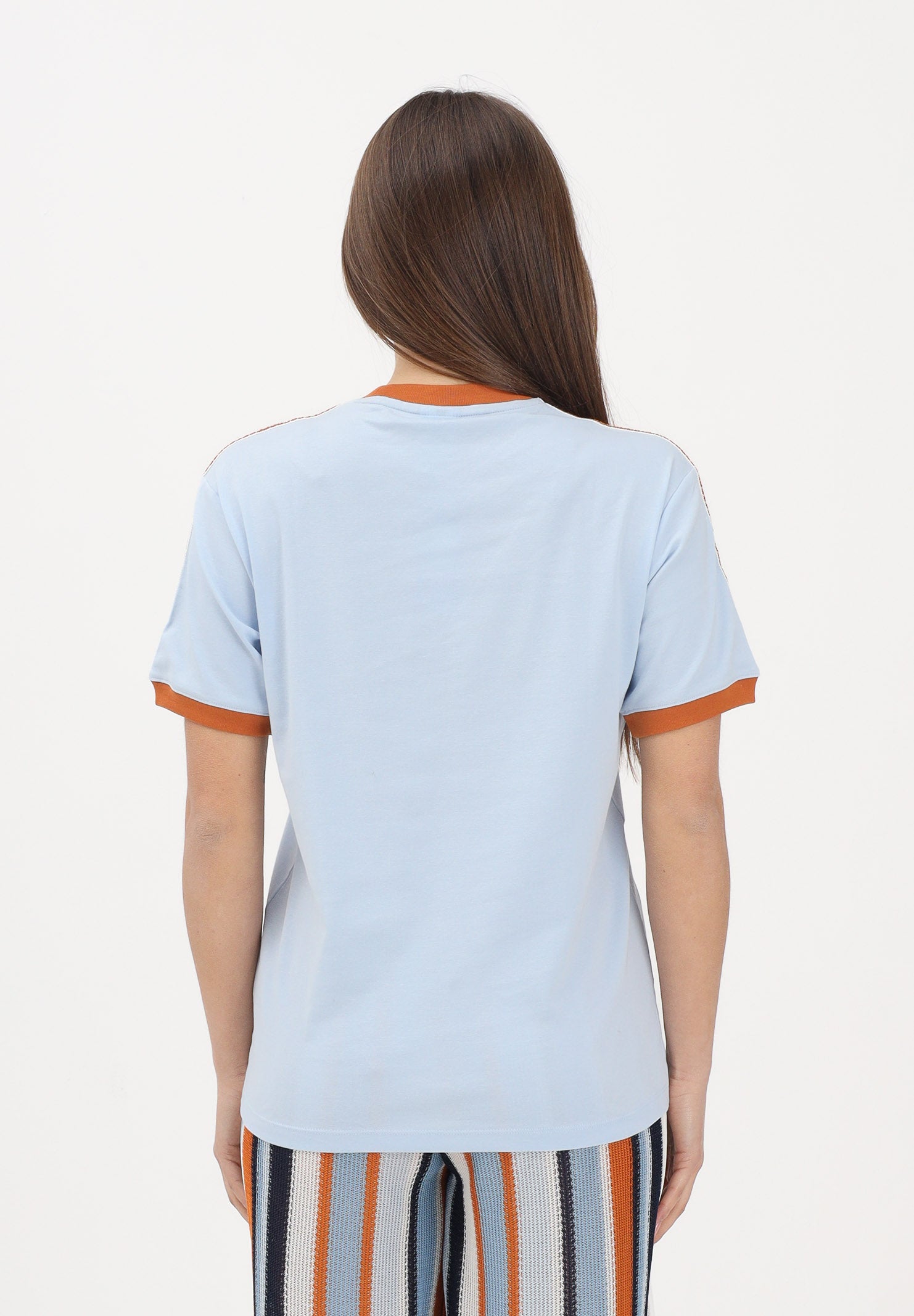ADIDAS ORIGINALS T-shirt a manica corta SUMEMR GLOW ADVANCED THREE STRIPES azzurra da donna KY8125 . ADIDAS ORIGINALS 