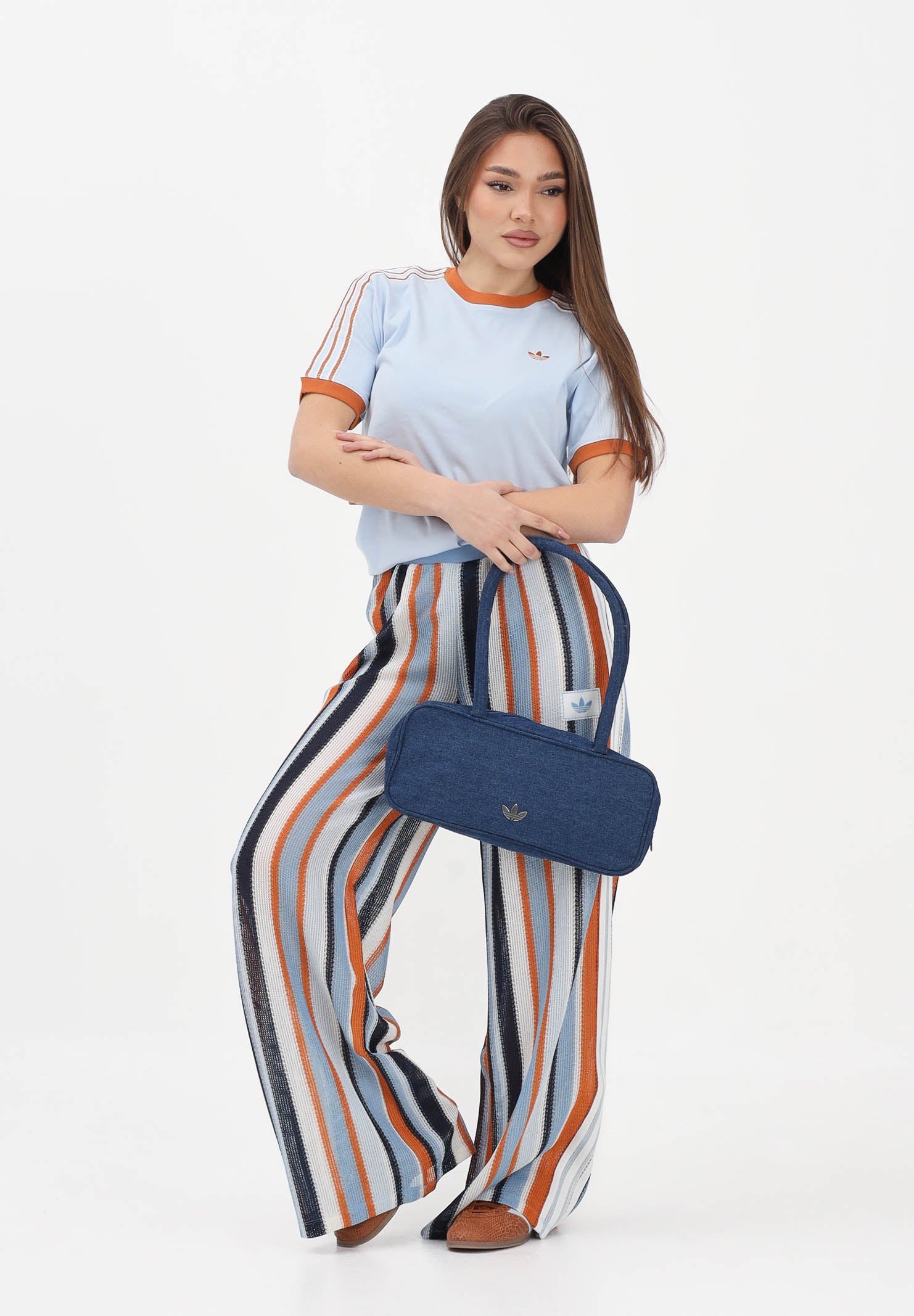 ADIDAS ORIGINALS T-shirt a manica corta SUMEMR GLOW ADVANCED THREE STRIPES azzurra da donna KY8125 . ADIDAS ORIGINALS 