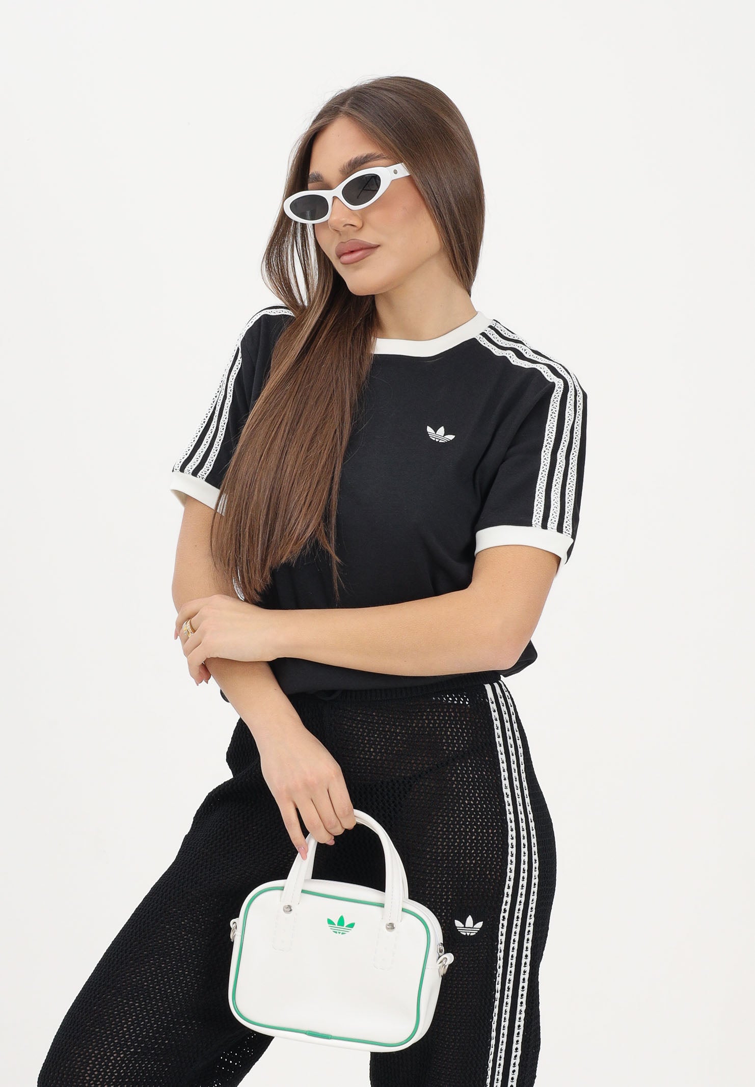 ADIDAS ORIGINALS T-shirt a manica corta SUMEMR GLOW ADVANCED THREE STRIPES nera da donna KY8127 . ADIDAS ORIGINALS 