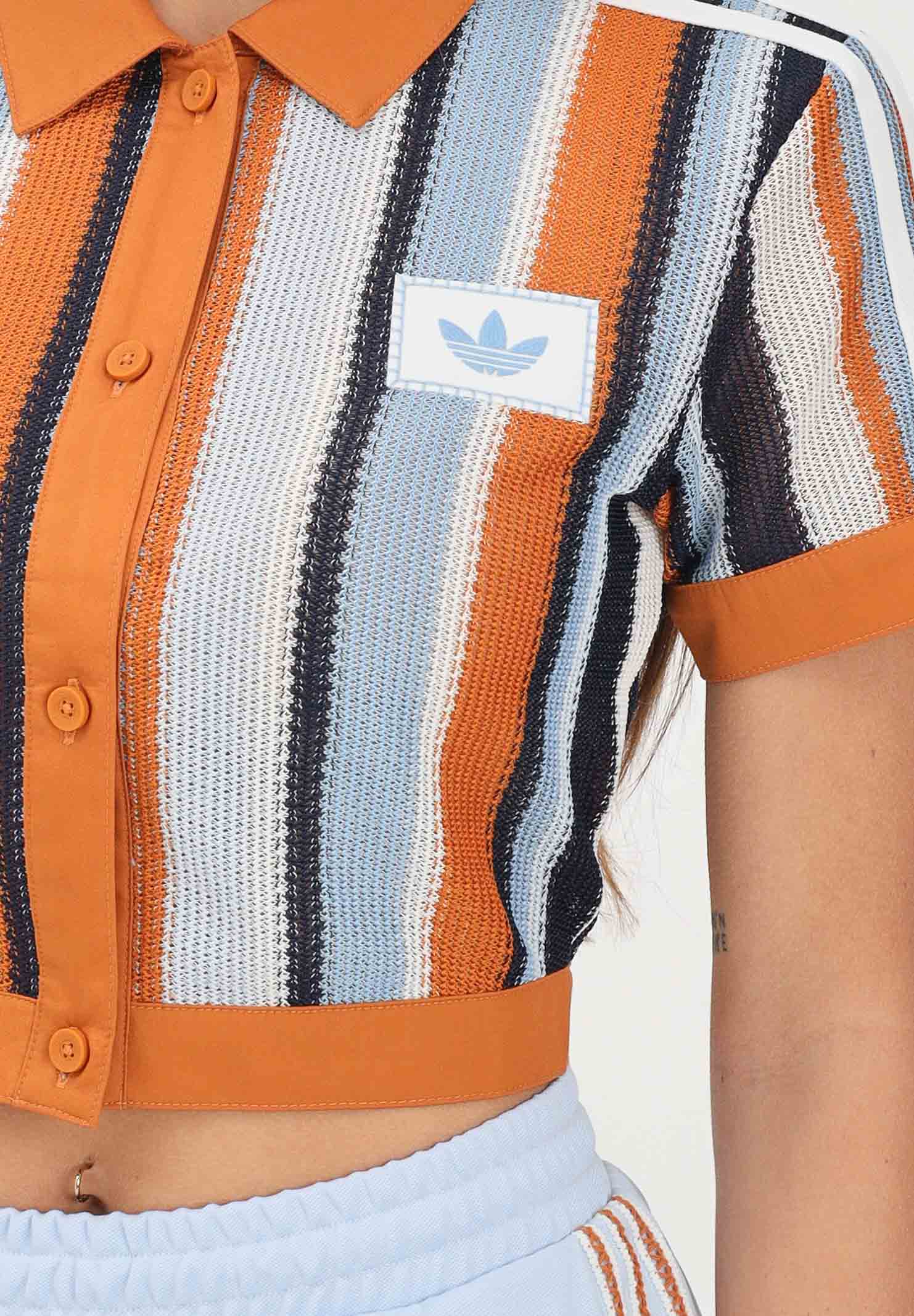 ADIDAS ORIGINALS Camicia crop SUMMER GLOW STRIPED multicolore da donna<BR/> KY8139 . ADIDAS ORIGINALS 