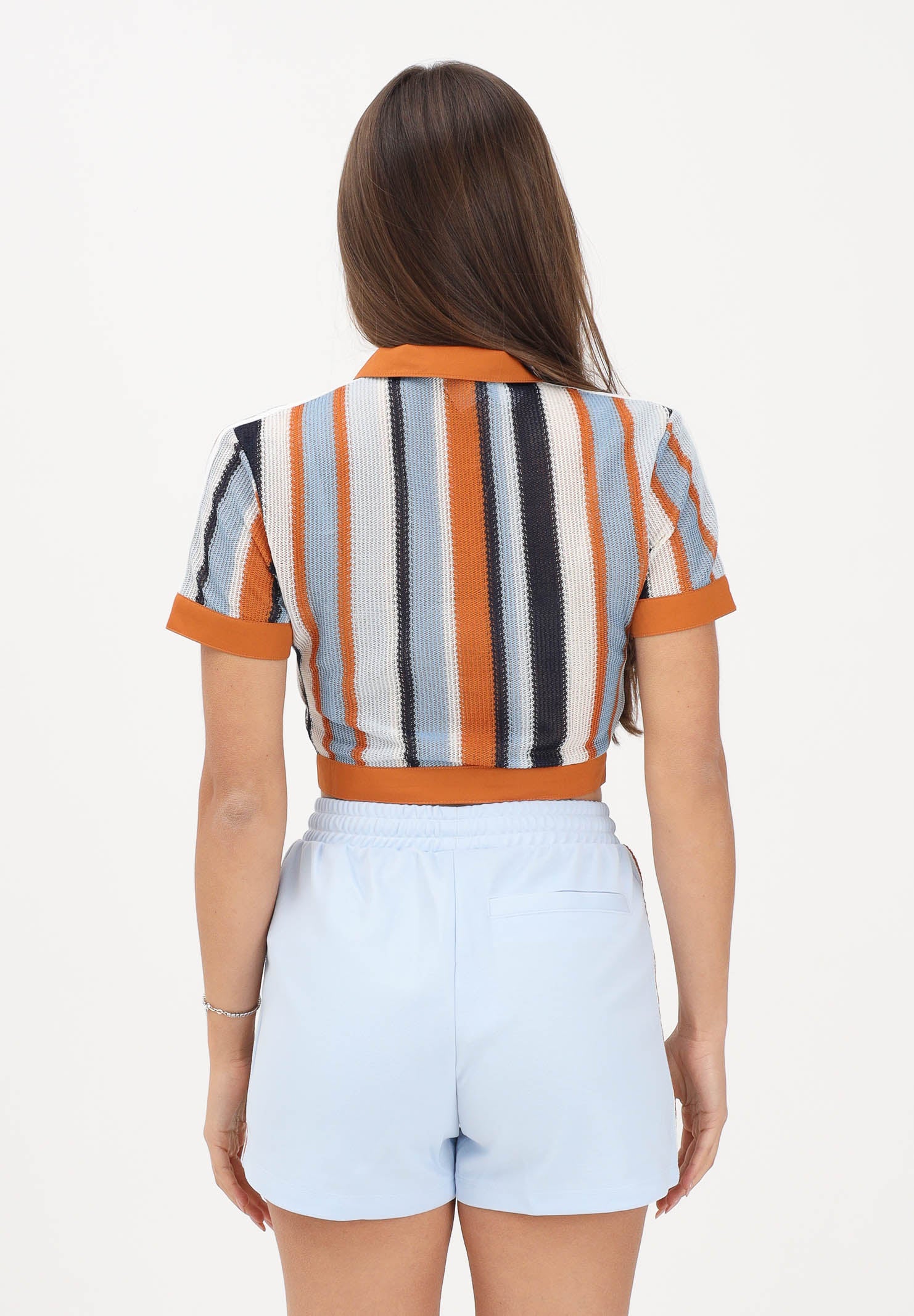 ADIDAS ORIGINALS Camicia crop SUMMER GLOW STRIPED multicolore da donna<BR/> KY8139 . ADIDAS ORIGINALS 