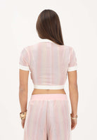 ADIDAS ORIGINALS Camicia crop SUMMER GLOW STRIPED rosa da donna KY8140 . ADIDAS ORIGINALS 