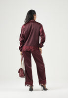 ADIDAS ORIGINALS Pantaloni Satin Lace Firebird Track Pants Loose, colore brand Maroon, colore basico bordeaux, donna. LD1807 . ADIDAS ORIGINALS 