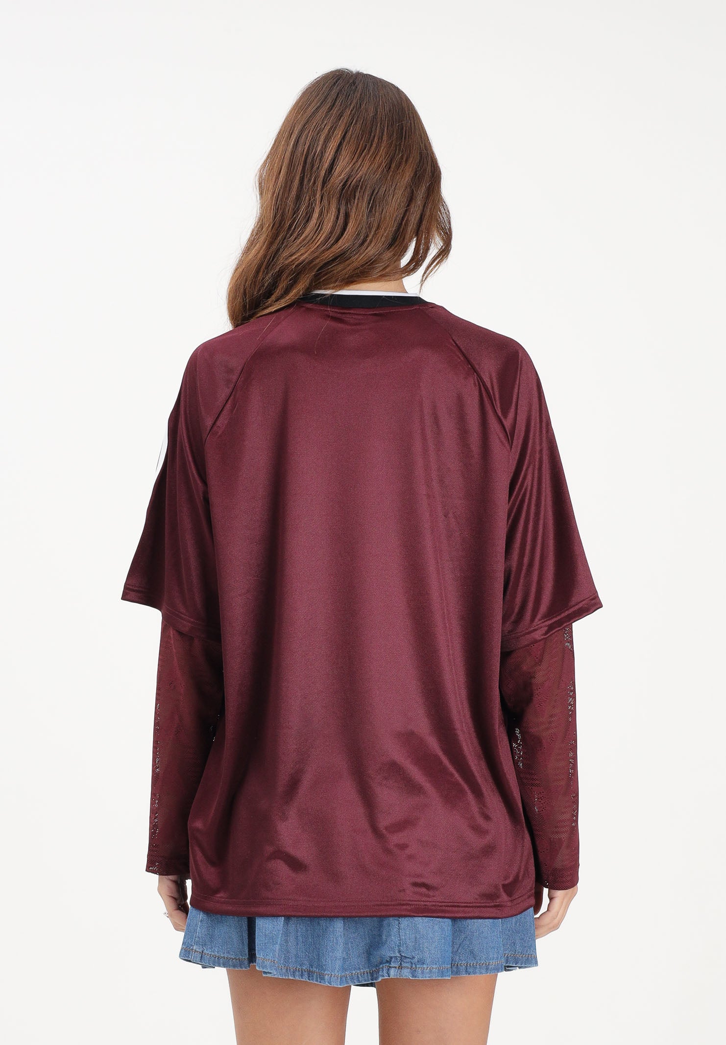 ADIDAS ORIGINALS T-shirt a manica lunga LACE bordeaux da donna KC6432 . ADIDAS ORIGINALS 