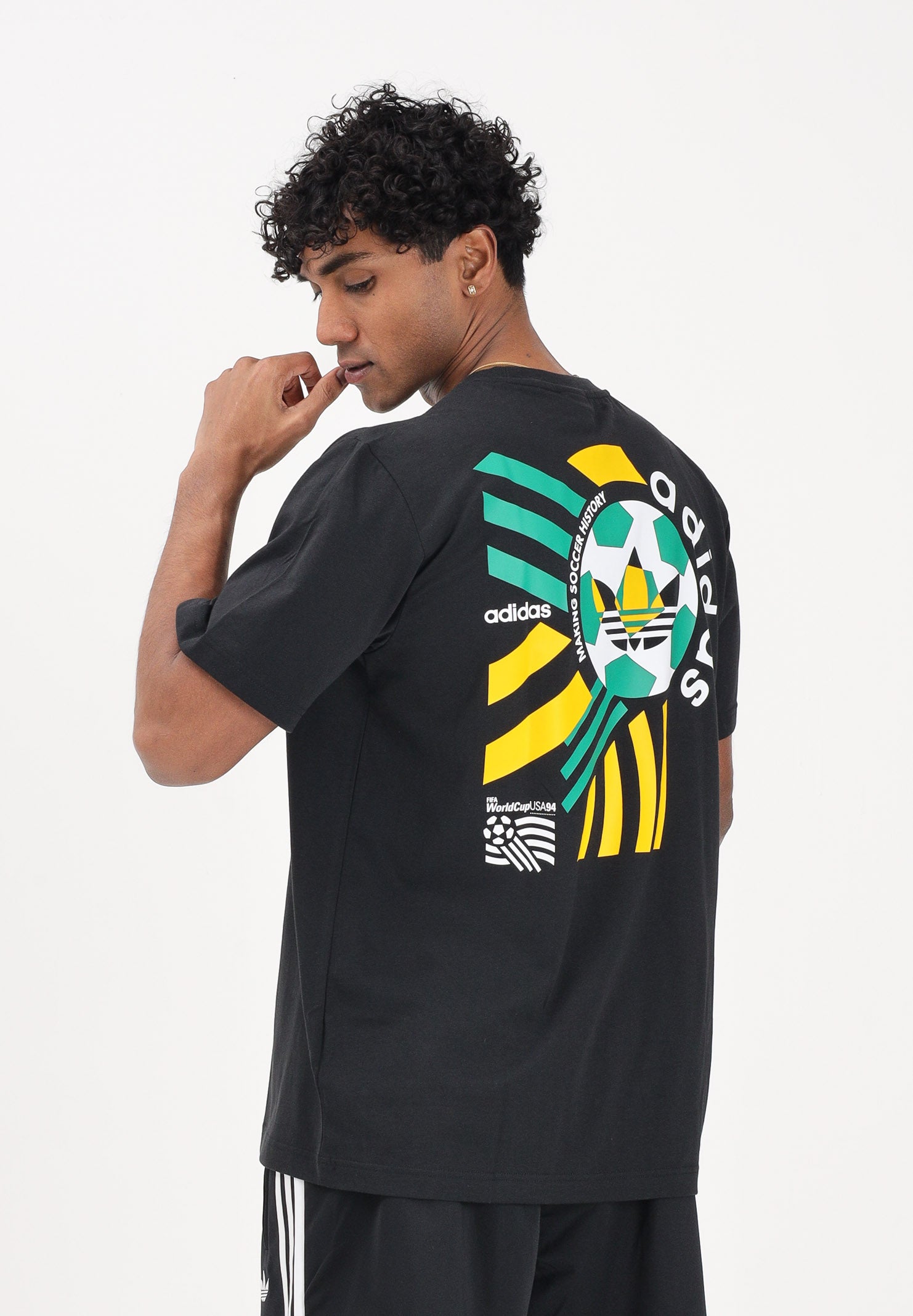 ADIDAS ORIGINALS T-shirt a manica corta Archive Football nera da uomo KC7906 . ADIDAS ORIGINALS 